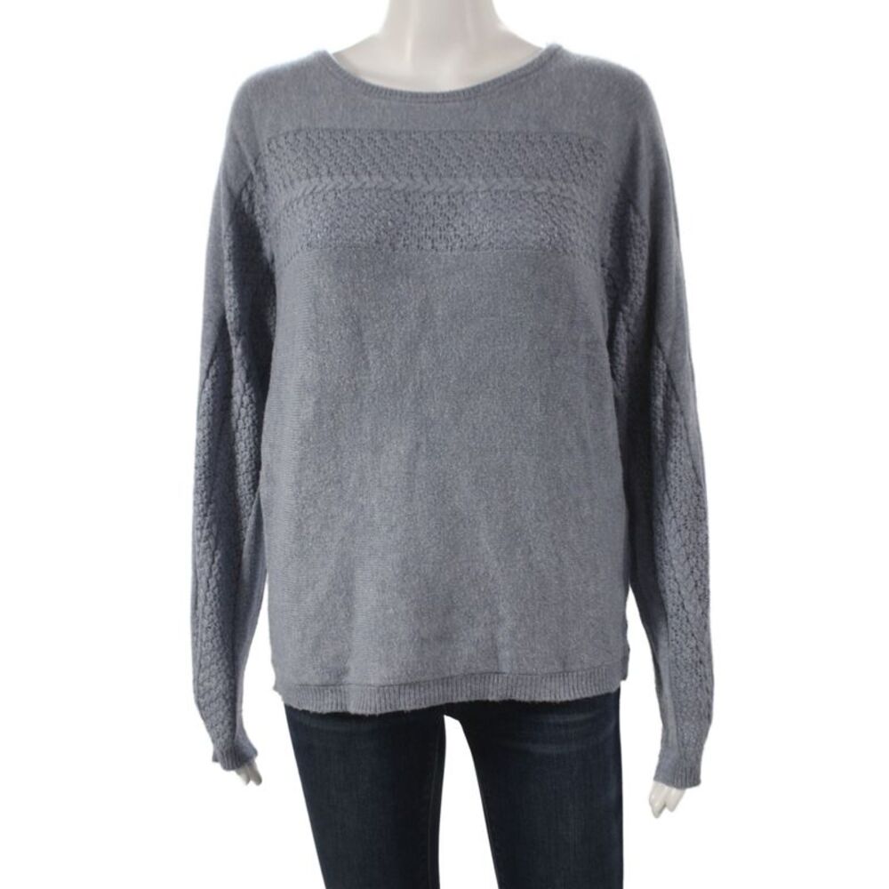 Magaschoni Womens Blue Pullover Viscose Round Neck Long Sleeve Size L